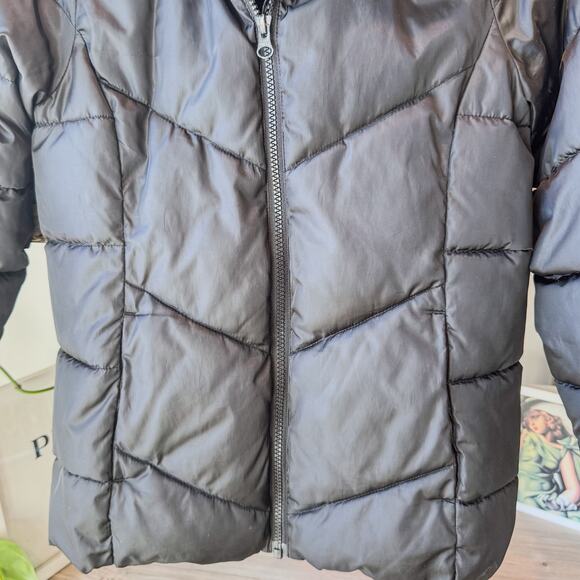 Swiss Tech Black Puffer Jacket/Coat w/ Hood & Faux Fur Lining, Kids Medium 7/8 - Picture 3 of 11